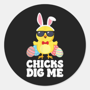 Chicks Dig Me Easter Toddler Boys Men Happy Easter Classic Round Sticker