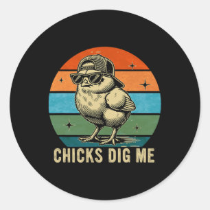 Chicks Dig Me Easter Toddler Boys Men Happy Easter Classic Round Sticker