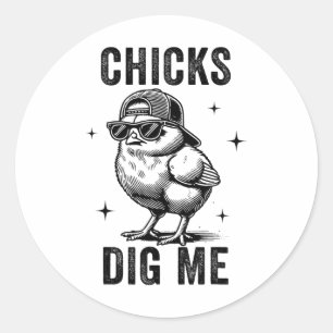 Chicks Dig Me Easter Toddler Boys Men Happy Easter Classic Round Sticker
