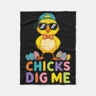 Chicks Dig Me Easter Toddler Boys Men Happy Easter Fleece Blanket