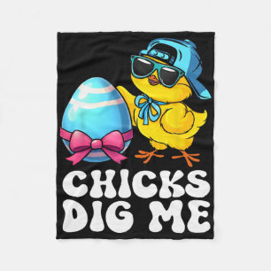 Chicks Dig Me Easter Toddler Boys Men Happy Easter Fleece Blanket
