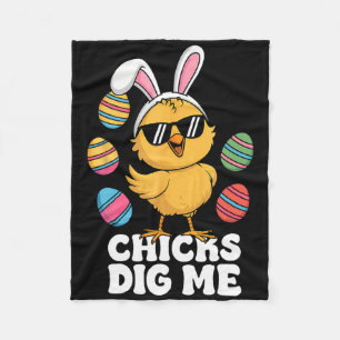 Chicks Dig Me Easter Toddler Boys Men Happy Easter Fleece Blanket
