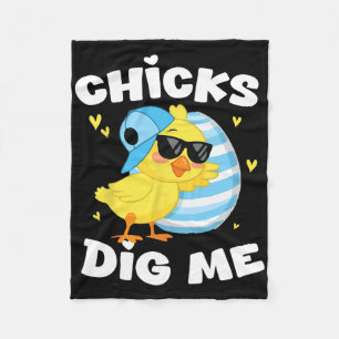 Chicks Dig Me Easter Toddler Boys Men Happy Easter Fleece Blanket