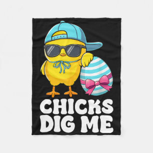 Chicks Dig Me Easter Toddler Boys Men Happy Easter Fleece Blanket
