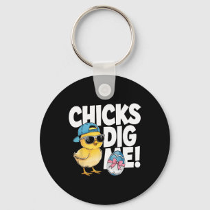 Chicks Dig Me Easter Toddler Boys Men Happy Easter Key Ring