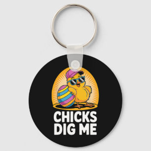 Chicks Dig Me Easter Toddler Boys Men Happy Easter Key Ring