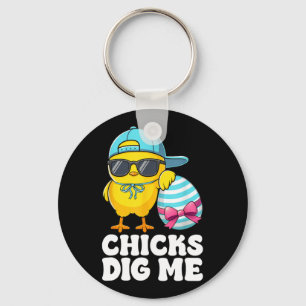 Chicks Dig Me Easter Toddler Boys Men Happy Easter Key Ring