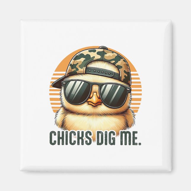 Chicks Dig Me Easter Toddler Boys Men Happy Easter Magnet (Front)