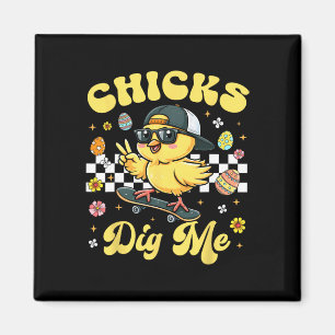 Chicks Dig Me Easter Toddler Boys Men Happy Easter Magnet