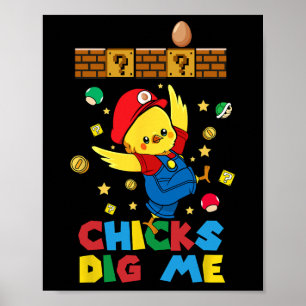 Chicks Dig Me Easter Toddler Boys Men Happy Easter Poster
