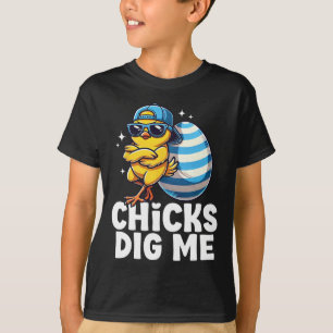 Chicks Dig Me Funny Easter Men Boys Happy Easter E T-Shirt
