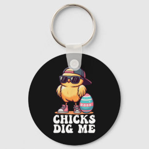 Chicks Dig Me Funny Easter Toddler Boys Men Happy Key Ring