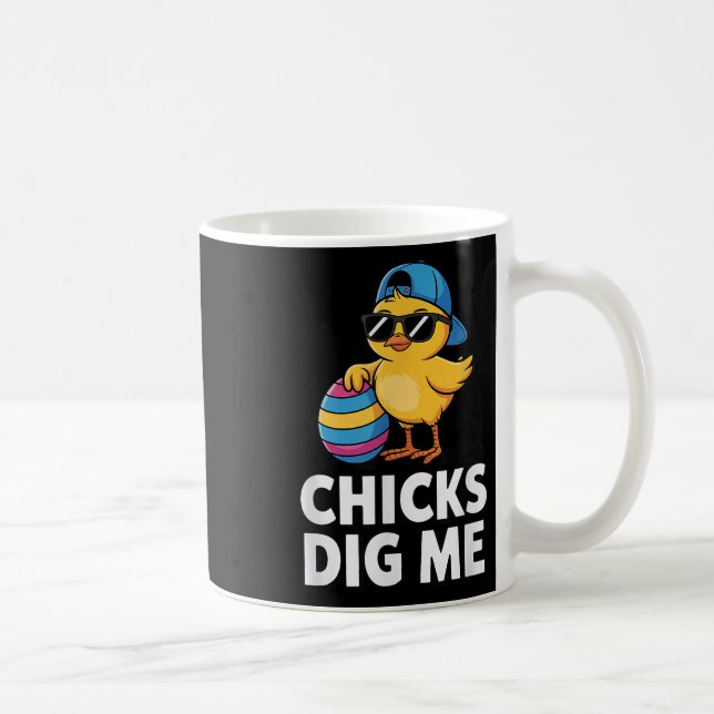 Chicks Dig Me Funny Happy Easter Boys Chicks Dig M Coffee Mug (Right)
