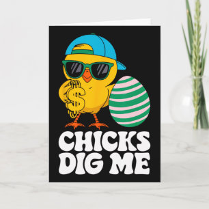 Chicks Dig Me Funny Happy Easter Sunday Outfit Wom Card