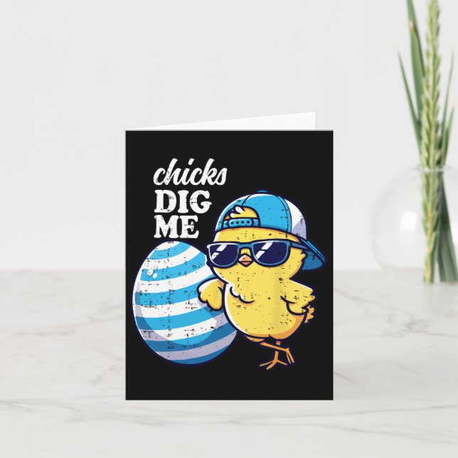Chicks Dig Me Funny Toddler Easter Happy Easter Fu Card (Front)