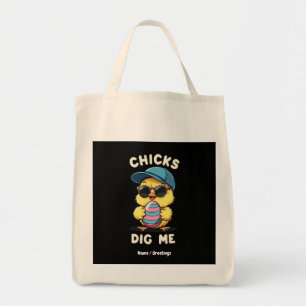 Chicks Dig Me Happy Easter Day Funny Kids Gift Tote Bag
