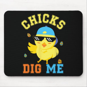 Chicks Dig Me Happy Easter Egg Hunt Kids Boys Fun Mouse Mat
