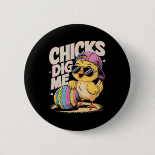 Chicks Dig Me Toddler Boy Easter Boys Easter Toddl 6 Cm Round Badge