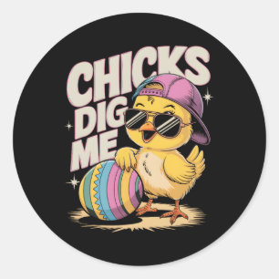 Chicks Dig Me Toddler Boy Easter Boys Easter Toddl Classic Round Sticker