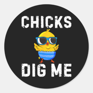 Chicks Dig Me Toddler Happy Easter Egg Hunting Boy Classic Round Sticker