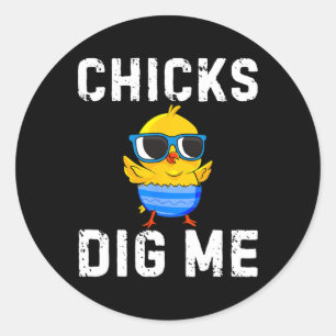 Chicks Dig Me Toddler Happy Easter Egg Hunting Boy Classic Round Sticker
