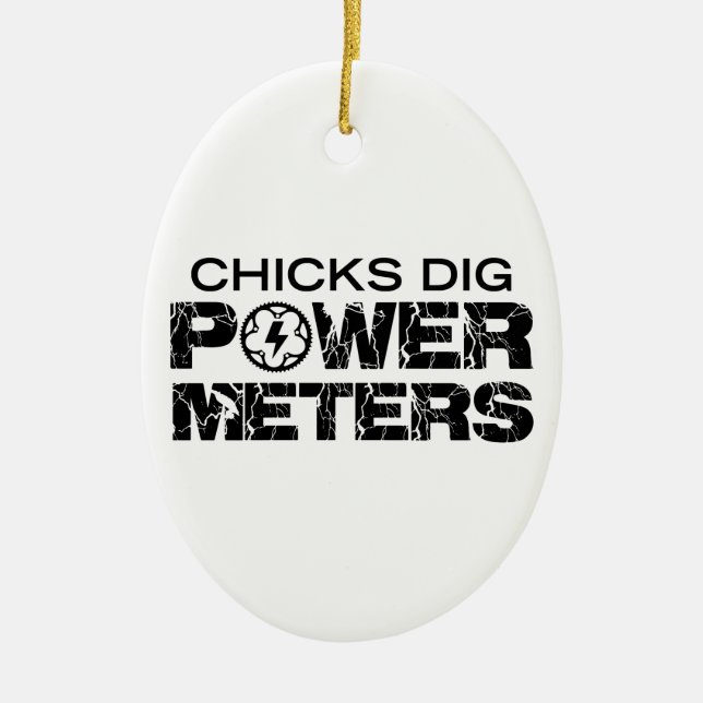 Chicks Dig Power Metres Ceramic Tree Decoration (Front)