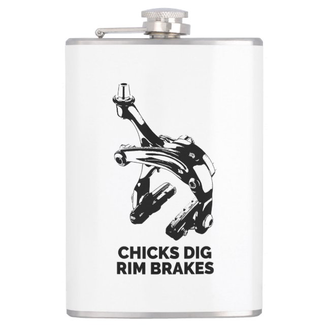 Chicks Dig Rim Brakes Hip Flask (Front)