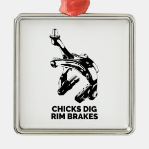 Chicks Dig Rim Brakes Metal Tree Decoration