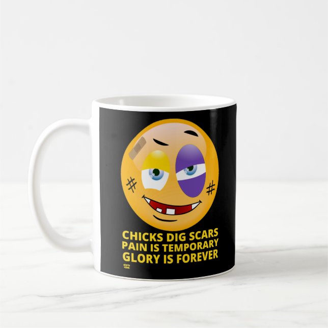 "CHICKS DIG SCARS" funny emoji        Coffee Mug (Left)