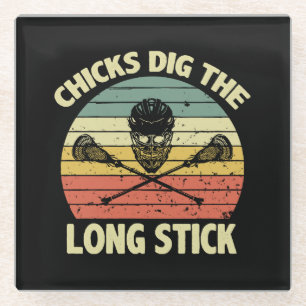 Chicks Dig The Long Stick Glass Coaster