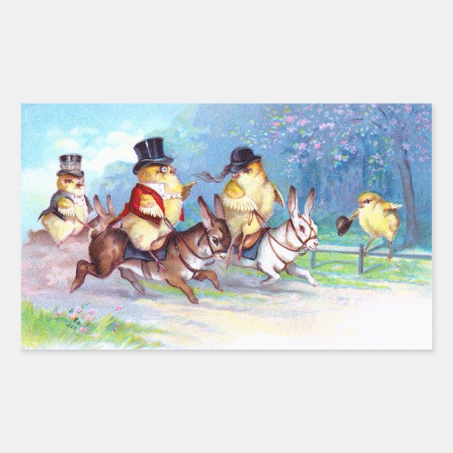 Chicks Easter Ride Rectangular Sticker (Front)