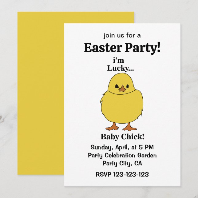 Chicks I'm Lucky Baby Chick Invitation (Front/Back)