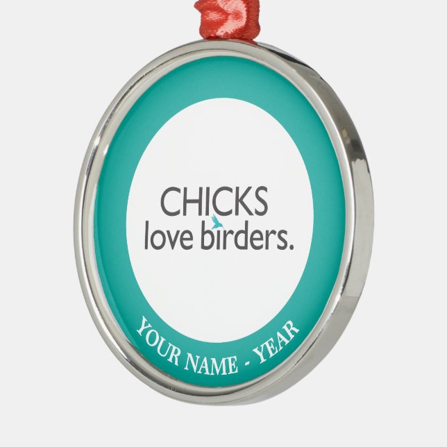 Chicks Love Birders Metal Tree Decoration (Left)