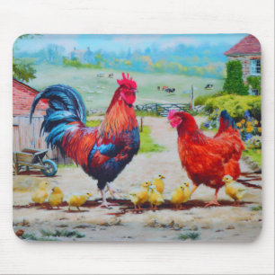Chicks on the farm mouse mat