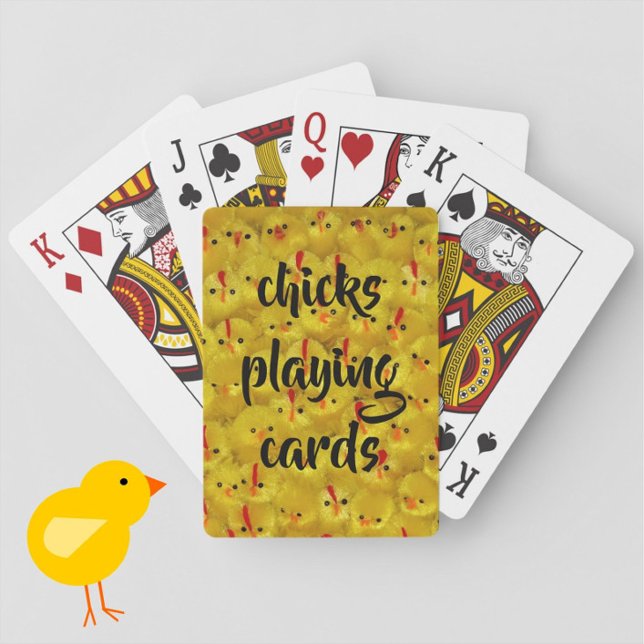 "Chicks Playing Cards" Cute Fun Yellow Pattern Cards (Fun for gals' games night or a bachelorette party!)