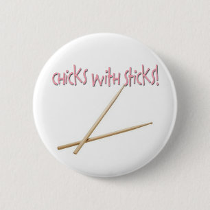 Chicks With Sticks 6 Cm Round Badge