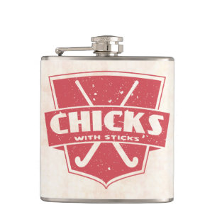 Chicks With Sticks Field Hockey Hip Flask
