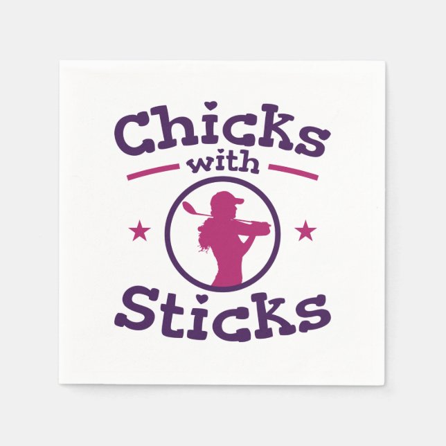 Chicks with Sticks Golf Golfing Golfer Women Napkin (Front)
