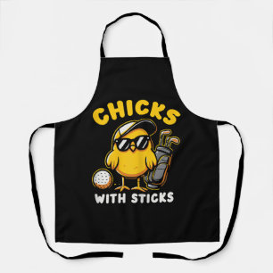 Chicks With Sticks Golfer Girl Woman Golf Club Gol Apron