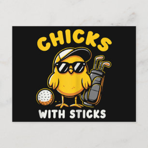 Chicks With Sticks Golfer Girl Woman Golf Club Gol Enclosure Card