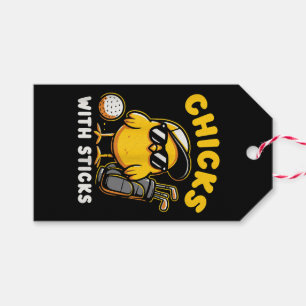 Chicks With Sticks Golfer Girl Woman Golf Club Gol Gift Tags