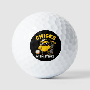 Chicks With Sticks Golfer Girl Woman Golf Club Gol Golf Balls