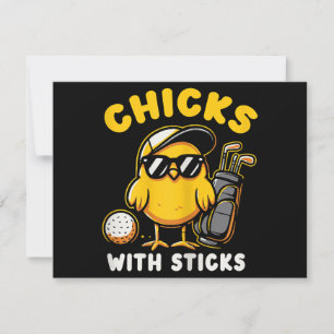 Chicks With Sticks Golfer Girl Woman Golf Club Gol Invitation