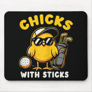 Chicks With Sticks Golfer Girl Woman Golf Club Gol Mouse Mat