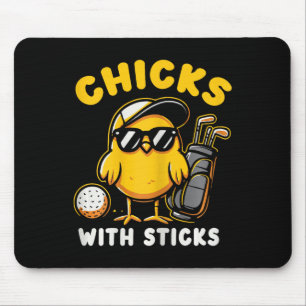 Chicks With Sticks Golfer Girl Woman Golf Club Gol Mouse Mat