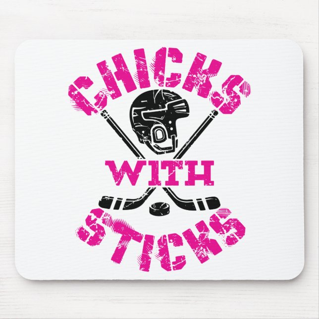 Chicks with Sticks Hockey Women Girls Mouse Mat (Front)