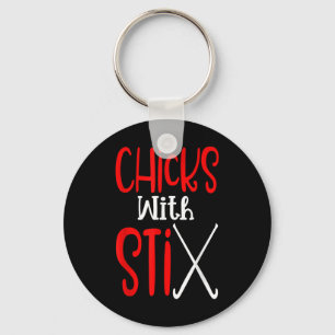 Chicks With Stix Stick And Puck-fun Field Hockey M Key Ring