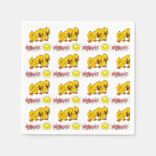 Chicks Yellow Roses Floral Snake Napkin
