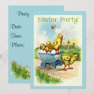 Chicky Wagon Easter Party Invitation