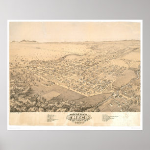 Chico, CA. Panoramic Map 1871 (0272A) Poster